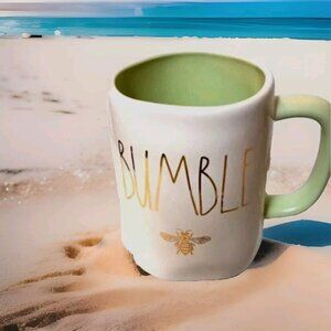 Rae Dunn “BUMBLE BEE” Mint/Light Green Gold Lettering Mug Farmhouse NEW RARE